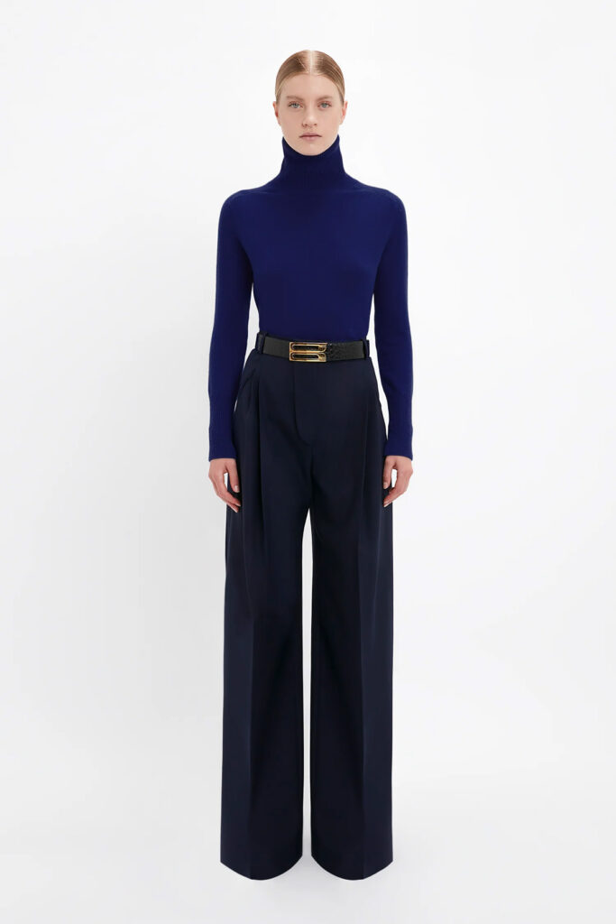 Wide Leg Trouser in Midnight